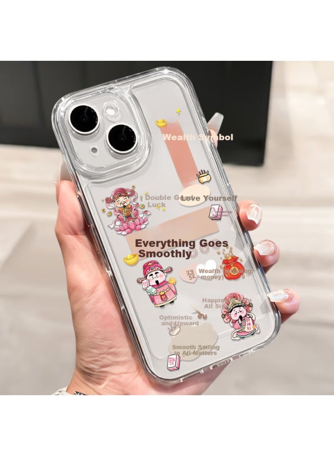 Inkaida Yingkaida Apple 13 Phone Case New Year Edition Iphone 13 Protective Cover Full Package Creative Soft Shell Anti-fall Skin-friendly Men And Women Transparent Colorful Painting Protective Case - Image 2