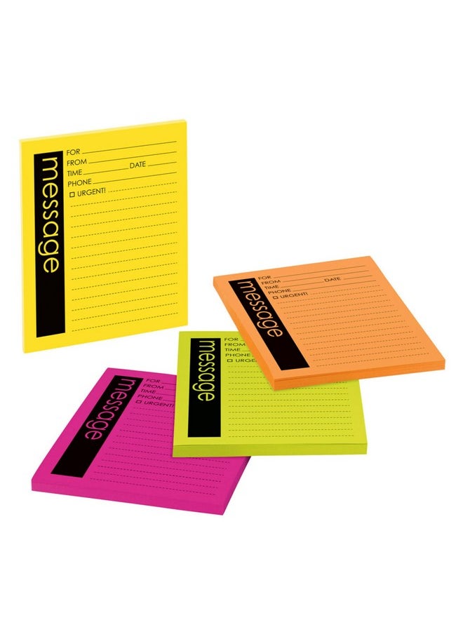 Super Sticky Lined Notes, Telephone Message, 4 Sticky Note Pads, 4 X 5 In., School Supplies For Students, Ideal For Textbooks, Notebooks, Walls And Vertical Surfaces, Energy Boost Collection