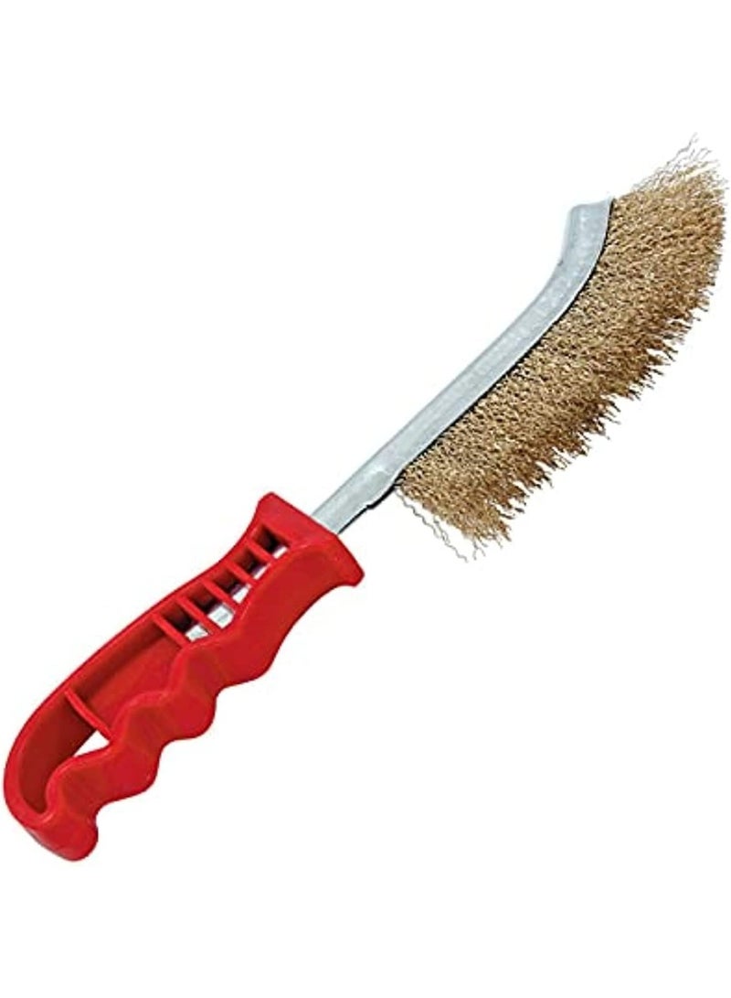 Emerald Steel Coated Hand Brush Wire Brush With Pvc Handle For Cleaning Rust & Slag (Gold) - Image 1