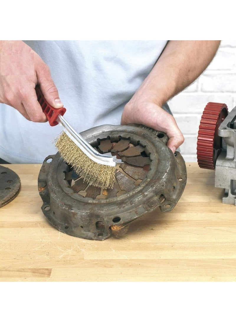 Emerald Steel Coated Hand Brush Wire Brush With Pvc Handle For Cleaning Rust & Slag (Gold) - Image 2