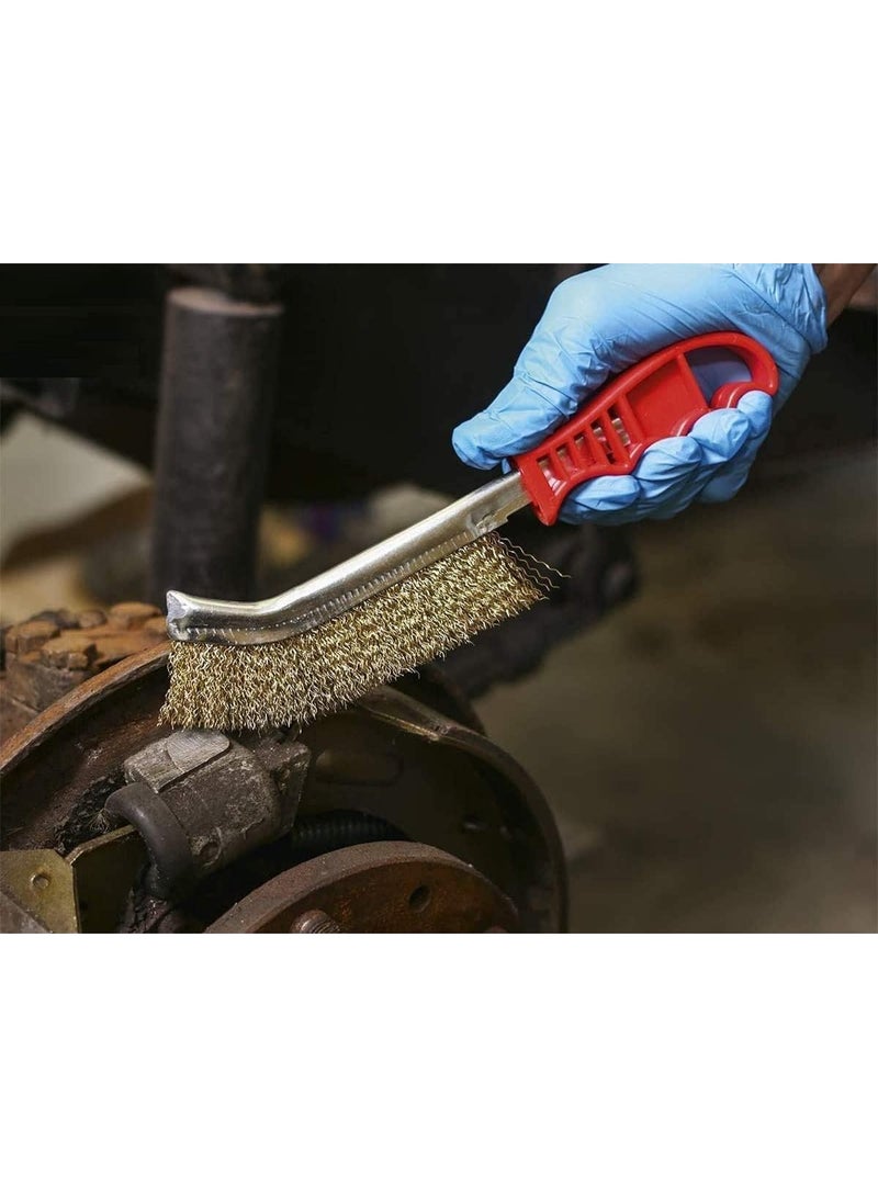 Emerald Steel Coated Hand Brush Wire Brush With Pvc Handle For Cleaning Rust & Slag (Gold) - Image 4