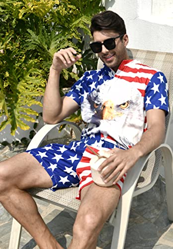 RAISEVERN Men's Rompers Male Zipper Jumpsuit Shorts Flag Independence Day 4th of July One Piece Romper Slim Fit Bro Short Sleeve Shirt Outfits - Image 4