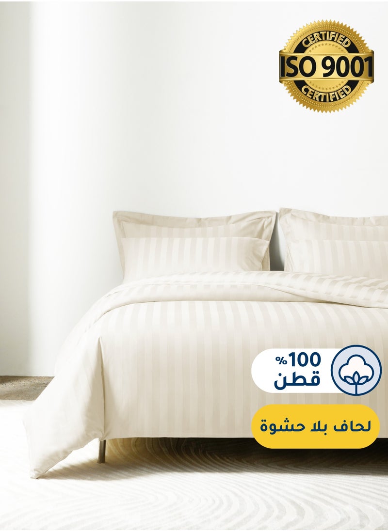 Master Home Textile Cotton Hotel Duvet Cover Sets, Fits 200 cm x 200 cm Size Bed,  6 Pcs King Size, Hotel Stripe Pattern  - Image 1