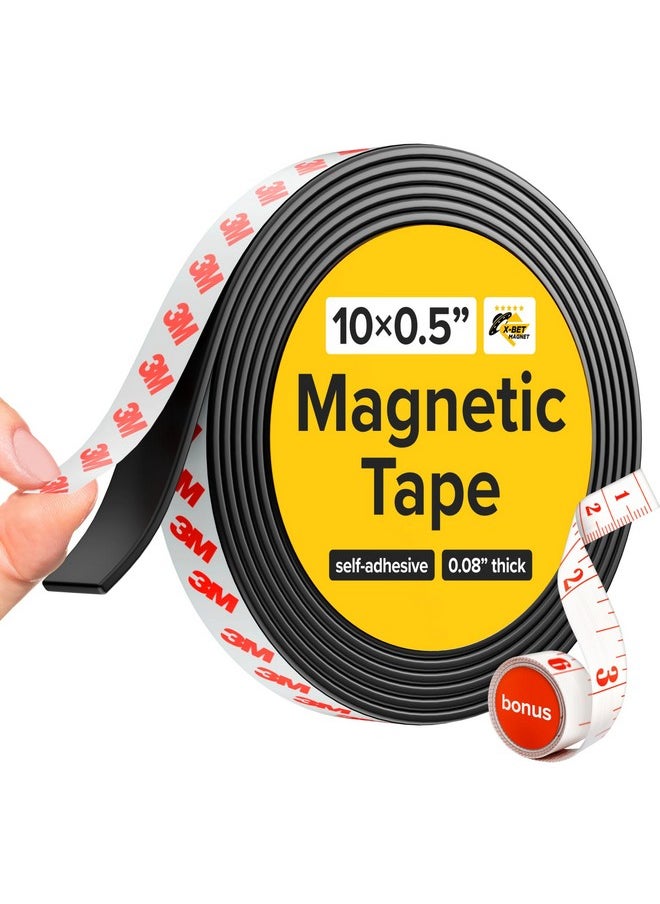X-bet MAGNET Flexible Magnetic Tape - Magnetic Strip with Strong Self Adhesive - Ideal Magnetic Roll for Craft and DIY Projects - Sticky Magnets for Fridge and Dry Erase Board (1/2 Inch x 10 Ft)  - Image 1