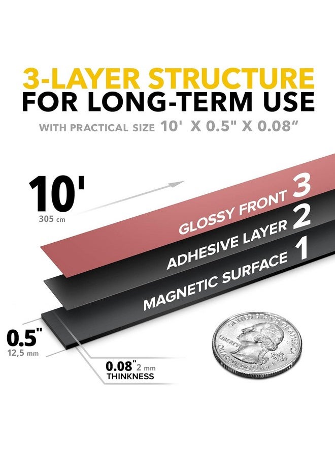 X-bet MAGNET Flexible Magnetic Tape - Magnetic Strip with Strong Self Adhesive - Ideal Magnetic Roll for Craft and DIY Projects - Sticky Magnets for Fridge and Dry Erase Board (1/2 Inch x 10 Ft)  - Image 2