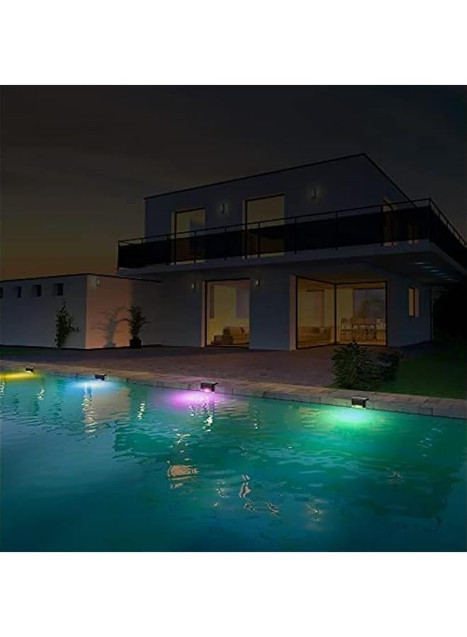 Generic Color Changing Solar Pool Side Lights 4-Pack for Nighttime Swimming Pool Ambiance - Waterproof LED Deck Lights for Outdoor Decor on Stairs, Fence, Yard, Patio, Pathway.  - Image 3