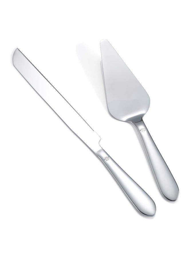 Eisinly Wedding Cake Cutting Set, Elegant Cake Knife and Server Set with Thickened Stainless Steel Rounded Edges, Cake Cutter and Cake Spatula for Cake - Image 1