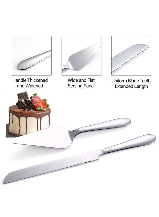 Eisinly Wedding Cake Cutting Set, Elegant Cake Knife and Server Set with Thickened Stainless Steel Rounded Edges, Cake Cutter and Cake Spatula for Cake - Image 5