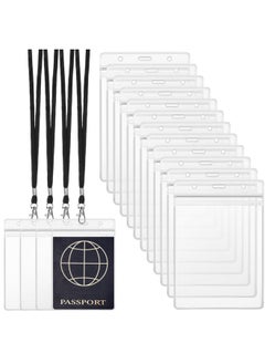Patelai 4 X 6 Inch Clear Passport Holders With Lanyard Extra Large Pvc Card Holder Waterproof Name Badge Holder For Cruise Vacation Credit Card Plane Ticket Receipt(Black 50 Pcs)  - Image 1