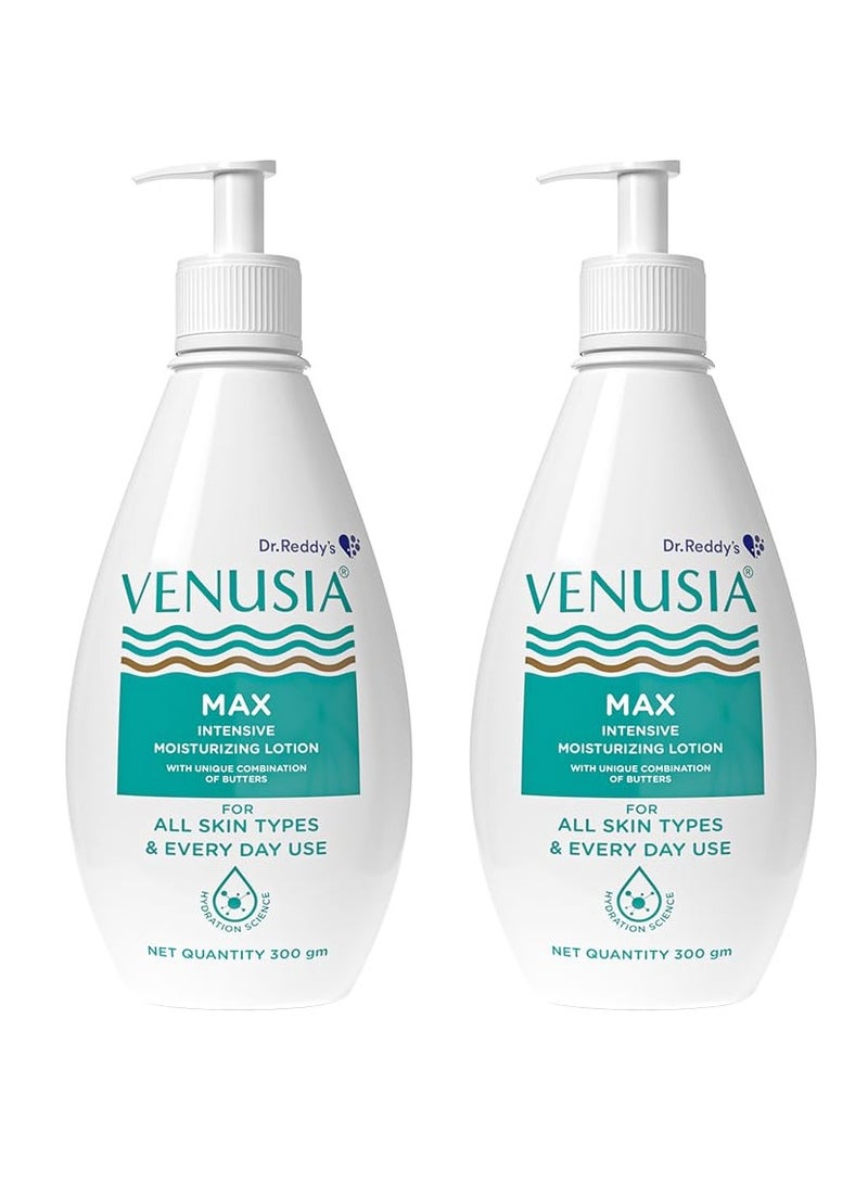 VENUSIA Moisturizer Lotion For Everyday Use for Dry Skin Contains Shea Butter Mango Butter Aloe Butter and Cocoa Butter. Paraben Free and Non irritant formula pack of 2 , 300 g each - Image 1