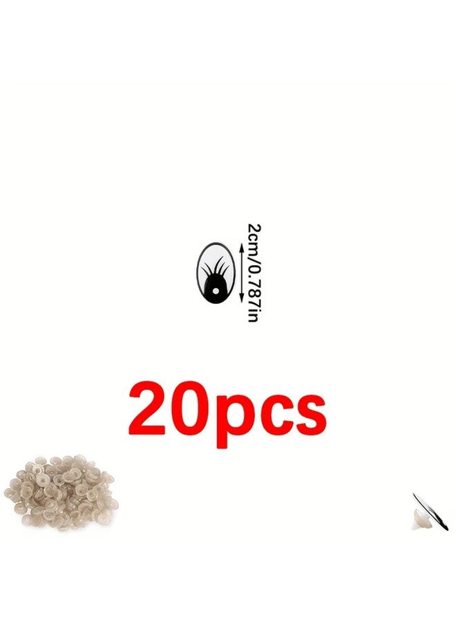 20pcs 6 Sizes Black Oval Plastic Craft Eyes With Washers 2cm For Crochet - Image 5