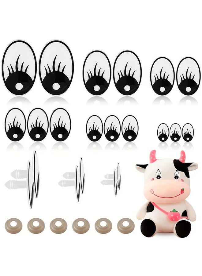 20pcs 6 Sizes Black Oval Plastic Craft Eyes With Washers 2cm For Crochet - Image 1