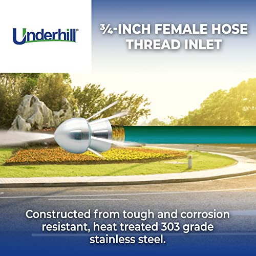 Underhill Drain Blaster Hose Cleaner Nozzle, Sewer Jetter, Washer, High Pressure Hose Attachment Tip, 70 PSI, 3/4-Inch Female Hose Thread Inlet, DN-75 - Image 4