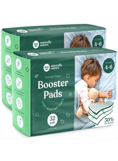 Naturally Nature Superior Leak Protection, Naturally Nature Overnight Diaper Booster Pads with Adhesive for Pull-on & Regular Diapers, Trusted by Parents to Help with Nighttime Leaks, Boys & Girls, 64 Pads  - Image 1