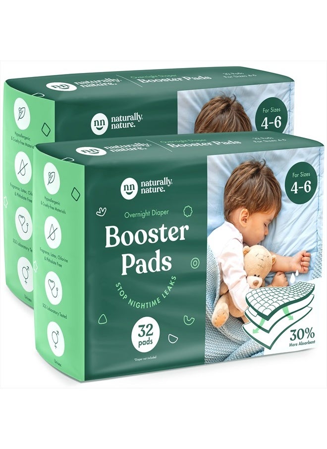 Naturally Nature Superior Leak Protection, Naturally Nature Overnight Diaper Booster Pads with Adhesive for Pull-on & Regular Diapers, Trusted by Parents to Help with Nighttime Leaks, Boys & Girls, 64 Pads  - Image 1