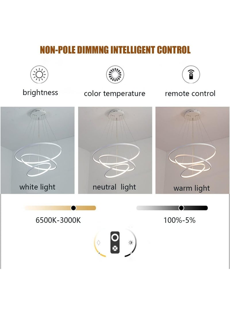 AFN Modern LED Ring Chandelier Ceiling Light | Adjustable Hanging Pendant Light for Living Room, Bedroom & Dining Area | Contemporary Decorative LED Ceiling Fixture with Sculptural Design - Image 5