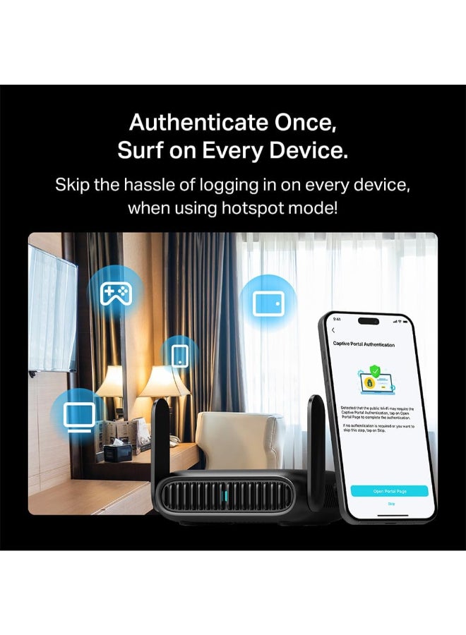 TP-LINK BE3600 Wi-Fi 7 Portable Travel Router TL-WR3602BE | Dual-Band, 2.5 Gig Port, USB 3.0 | Multi-Modes in One | OpenVPN, WireGuard庐 | Public WiFi Sharing for Hotel/Cruise/RV/Plane | No 6 GHz black - Image 5