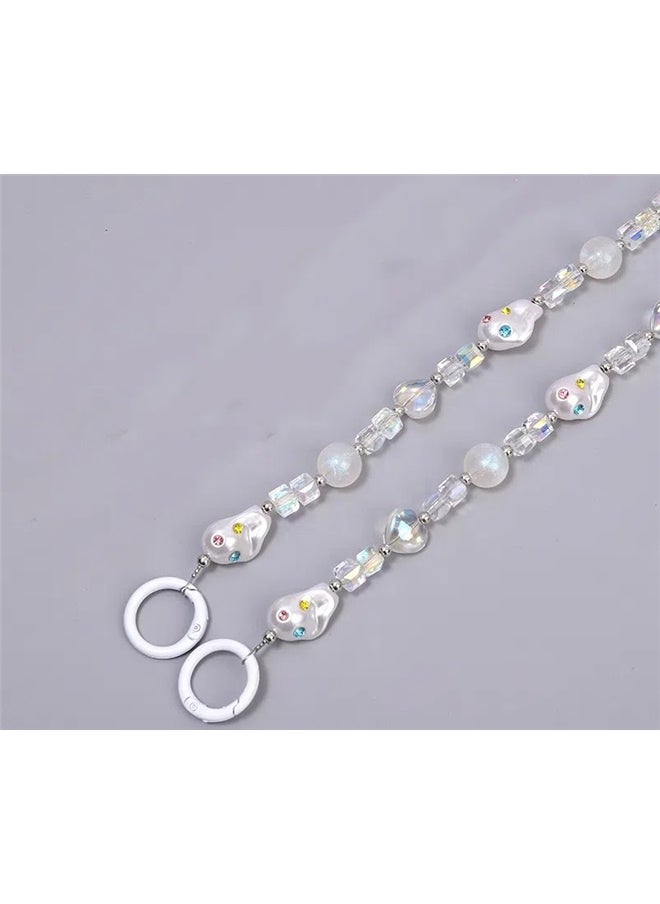 yongsheng Elegant Crystal Pearl Phone Case Lanyard Crossbody Chain, Beaded Shoulder Bag Strap Replacement Crossbody for Handbags  - Image 4