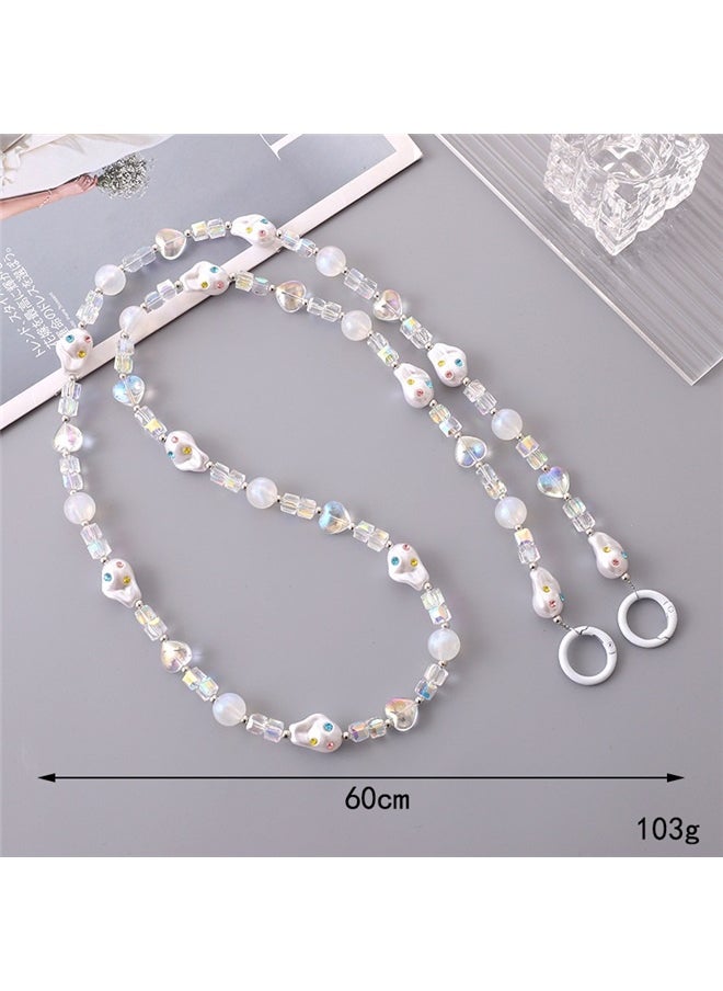 yongsheng Elegant Crystal Pearl Phone Case Lanyard Crossbody Chain, Beaded Shoulder Bag Strap Replacement Crossbody for Handbags  - Image 5