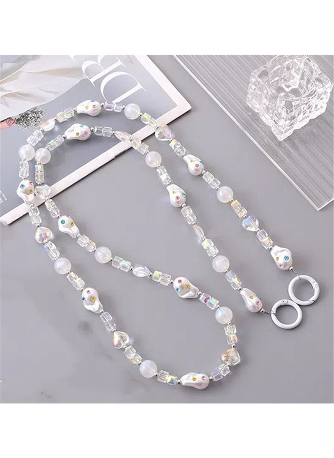 yongsheng Elegant Crystal Pearl Phone Case Lanyard Crossbody Chain, Beaded Shoulder Bag Strap Replacement Crossbody for Handbags  - Image 3