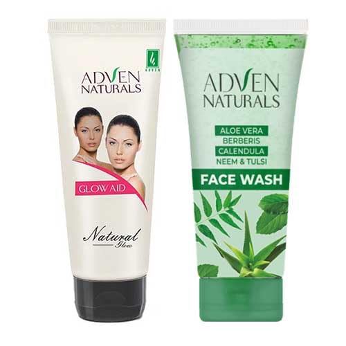 Adven Naturals Glow Aid Cream 100g Aloe Vera Berberis Calendula Neem Tulsi Face Wash 100g Combo