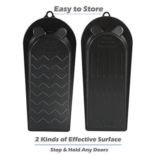 Newkiton 4-Pack Premium Door Stoppers with 2-in-1 Soft Rubber & Hard Plastic Design - Heavy Duty Wedge Stops for Floor Gaps, Child & Finger Safety, Fits Carpet/Tile/Hardwood Floors (Black) - Image 2