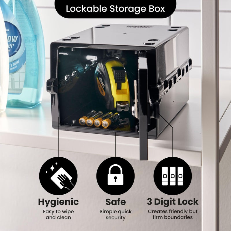 Lockabox Miniâ„¢ | Small Lock Box with Combination Lock (Half Letter Sized) | Mini Lockable Box for Small Medicines, Snacks & Mobile Phones | External Size 8.8 x 6.1 x 4.7 Inches (Jet) - Image 3