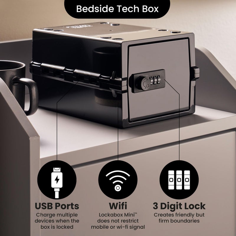 Lockabox Miniâ„¢ | Small Lock Box with Combination Lock (Half Letter Sized) | Mini Lockable Box for Small Medicines, Snacks & Mobile Phones | External Size 8.8 x 6.1 x 4.7 Inches (Jet) - Image 5