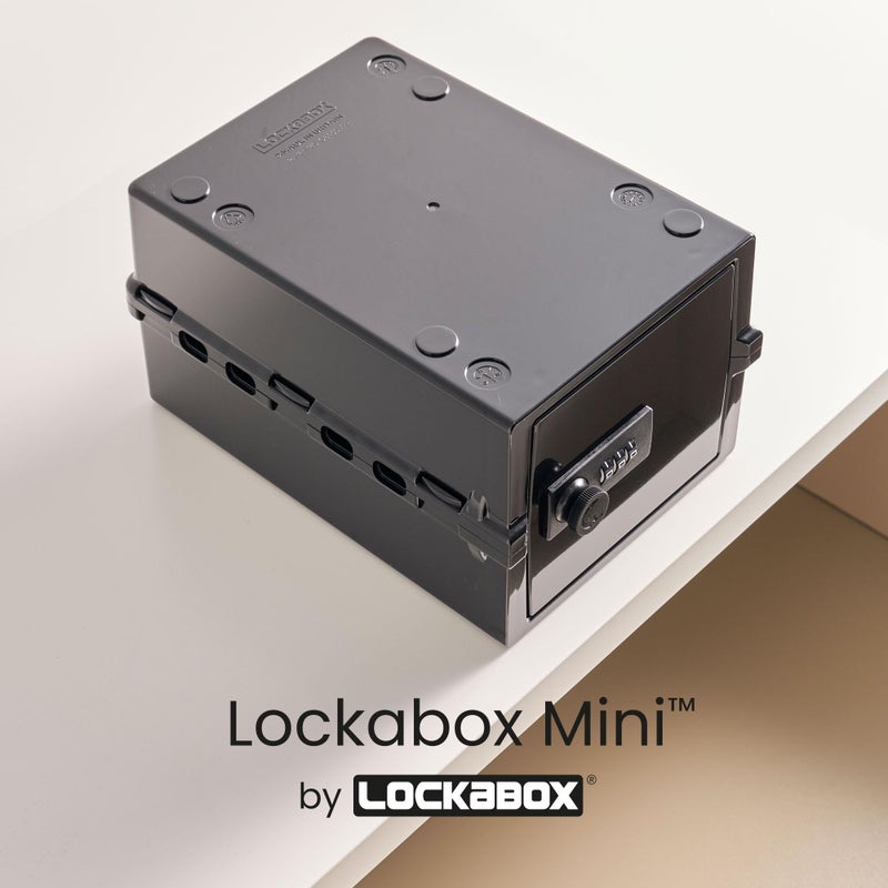 Lockabox Miniâ„¢ | Small Lock Box with Combination Lock (Half Letter Sized) | Mini Lockable Box for Small Medicines, Snacks & Mobile Phones | External Size 8.8 x 6.1 x 4.7 Inches (Jet) - Image 2