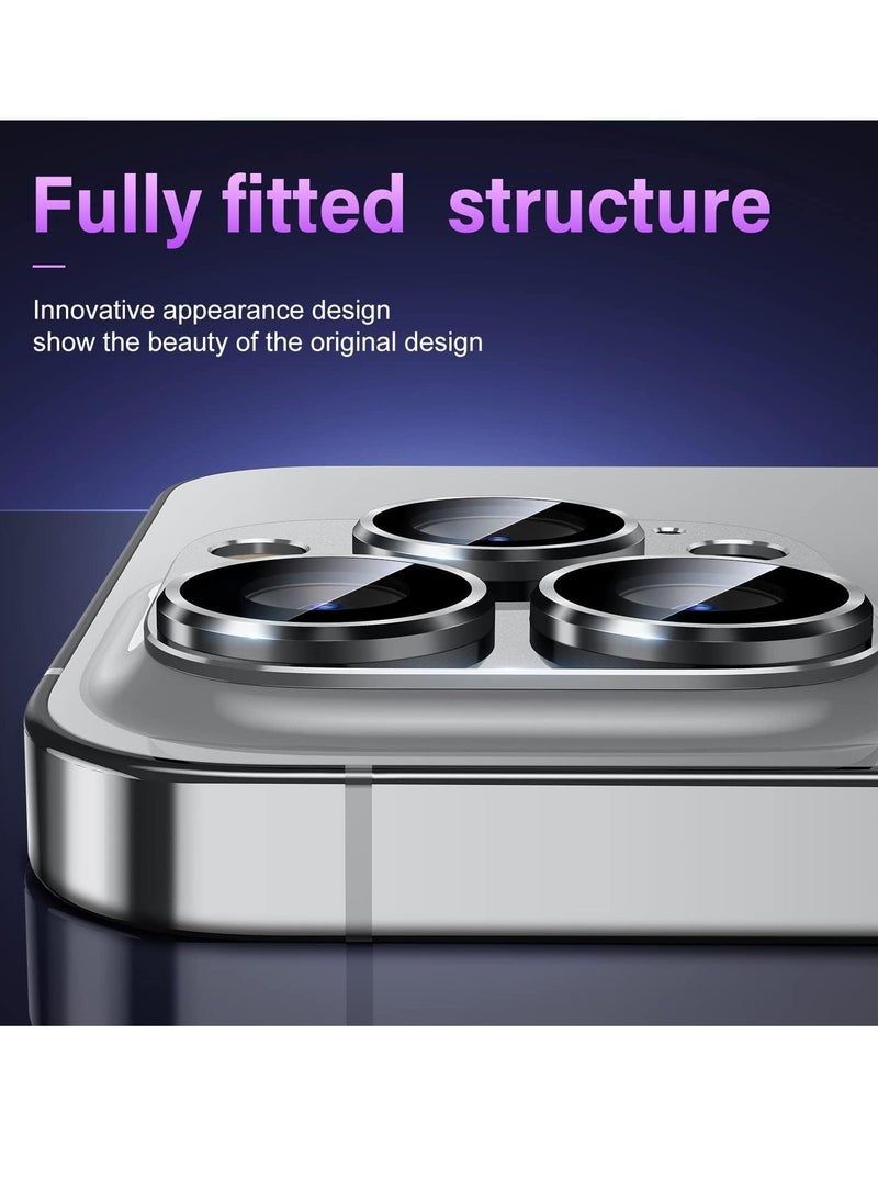 Raxoom Compatible with iPhone 15 Pro/iPhone 15 Pro Max Camera Lens Protector - Not Easy to Break, Strong Adsorption, Case-Friendly Metal Tempered Glass Rear Camera Screen Cover (Silver) - Image 5