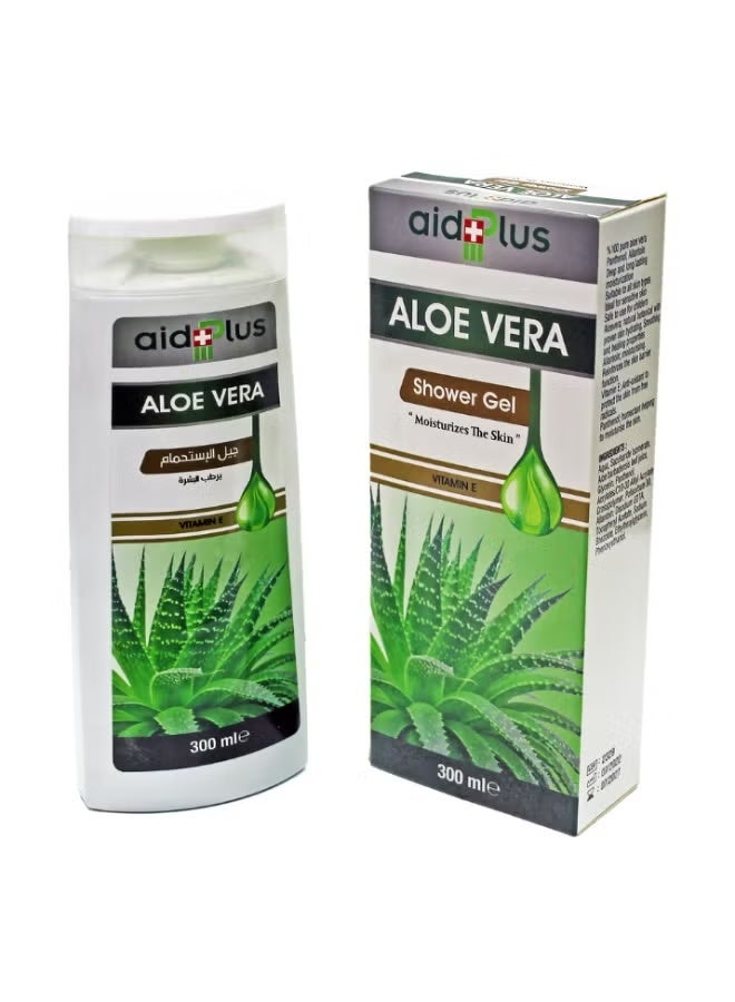 AID PLUS Aloe Vera Shower Gel 300 ml (PACK OF 3) | Natural Aloe‑Infused Body Wash for Deep Clean & Hydrated Skin
