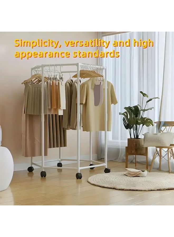 360 Degree Rotating Hexagonal Clothes Rack Space Saving Carbon Steel Freestanding Storage Shelf 15 Lbs Capacity Sturdy 16mm Metal Tubes Portable Efficient Garment Organizer All Seasons White - Image 2