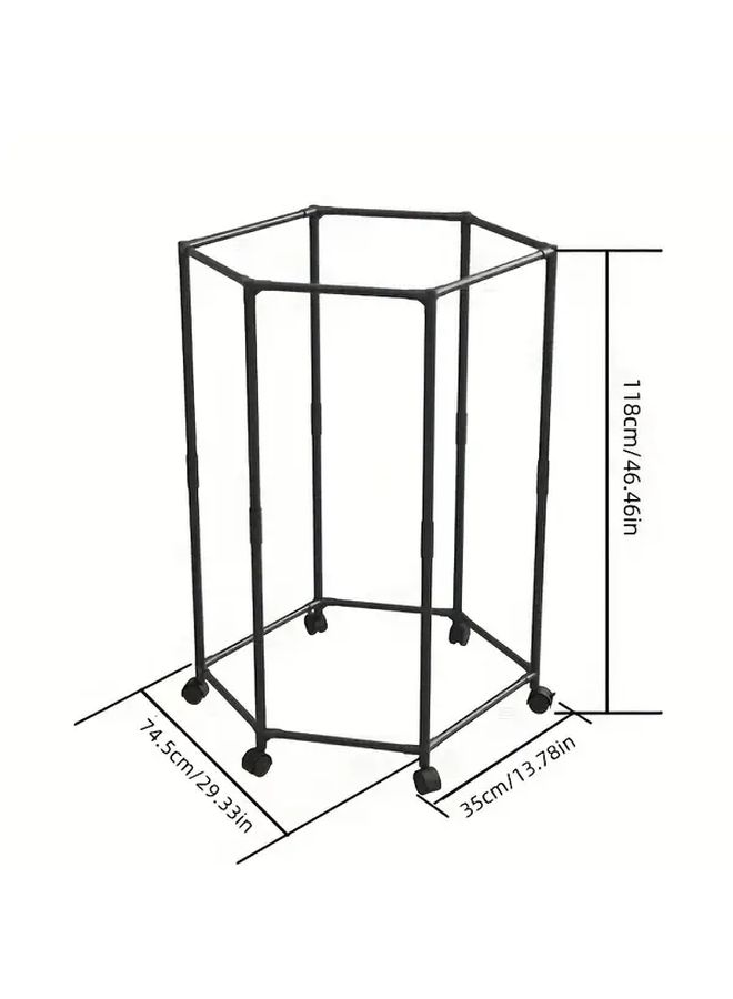 360 Degree Rotating Hexagonal Clothes Rack Space Saving Carbon Steel Freestanding Storage Shelf 15 Lbs Capacity Sturdy 16mm Metal Tubes Portable Efficient Garment Organizer All Seasons White - Image 3