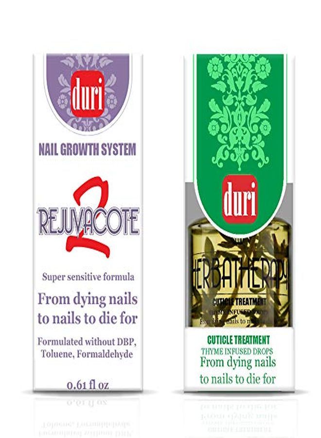 duri Rejuvacote 2 Nail Growth System Base And Top Coat Herbatherapy Cuticle Treatment Drops Damaged Nail Repair Combo (0.61 Fl.Oz) - Image 3