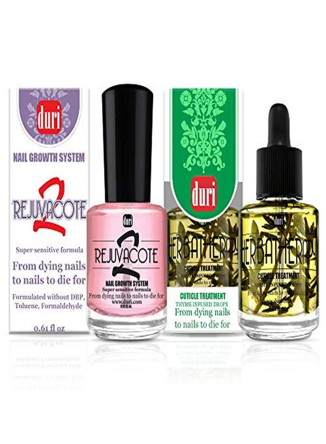 duri Rejuvacote 2 Nail Growth System Base And Top Coat Herbatherapy Cuticle Treatment Drops Damaged Nail Repair Combo (0.61 Fl.Oz) - Image 2