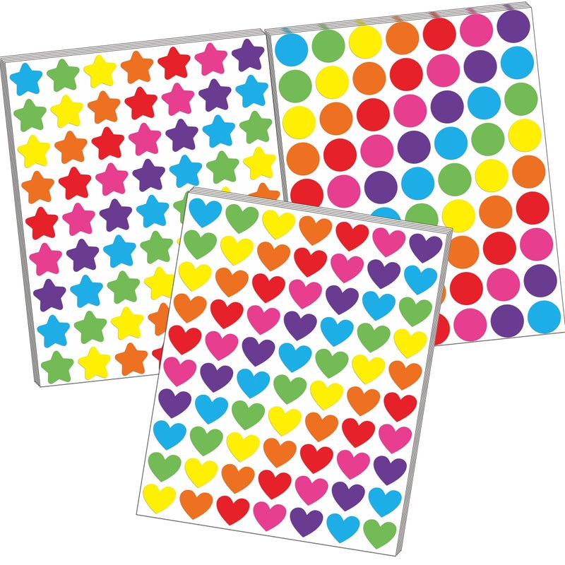 YSHIHE 2150 Pcs Star Heart Dot Stickers for Kids Rainbow Reward Small Shape Self Adhesive Sticker for School Classroom Student Teacher Supplies Behavior and DIY Decoration - Image 1