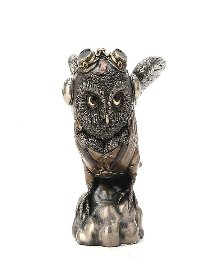 Veronese Design 4 1/8" Flying Ace Aviator Owl Steampunk Cold Cast Bronzed Resin Statue Animal Figurine Military Collectible - Image 2
