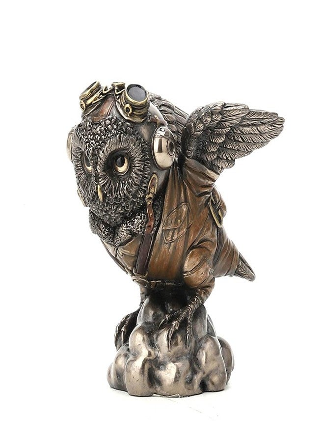 Veronese Design 4 1/8" Flying Ace Aviator Owl Steampunk Cold Cast Bronzed Resin Statue Animal Figurine Military Collectible - Image 1