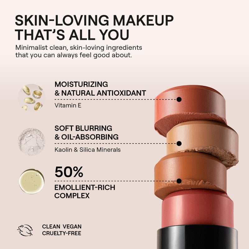 Nudestix Nudies Bronze All Over Matte Bronzing Stick â€“ 3-in-1 Cream Bronzer for Cheeks, Eyes & Lips with Built-In Brush | Natural Contour & Sun-Kissed Glow | Vegan, Long-Wear Makeup (Beach Babe) - Image 4