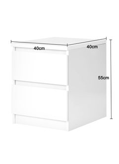 AnneFish 2pcs 40*40*55cm NightStand for Bedroom Rustic Side Table Simple Bedside End Table with 2 Storage Drawers For Home White  - Image 3