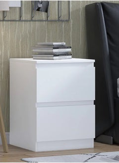 AnneFish 2pcs 40*40*55cm NightStand for Bedroom Rustic Side Table Simple Bedside End Table with 2 Storage Drawers For Home White  - Image 5