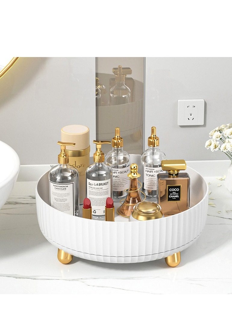 KHAJUL - 360° Rotating Storage Tray, Makeup Perfume Organizer,Cosmetic Skincare Tray  (White) - Image 1