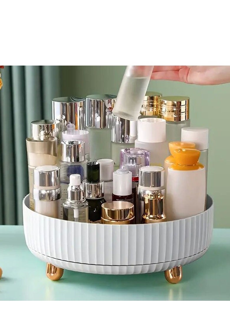 KHAJUL - 360° Rotating Storage Tray, Makeup Perfume Organizer,Cosmetic Skincare Tray  (White) - Image 1