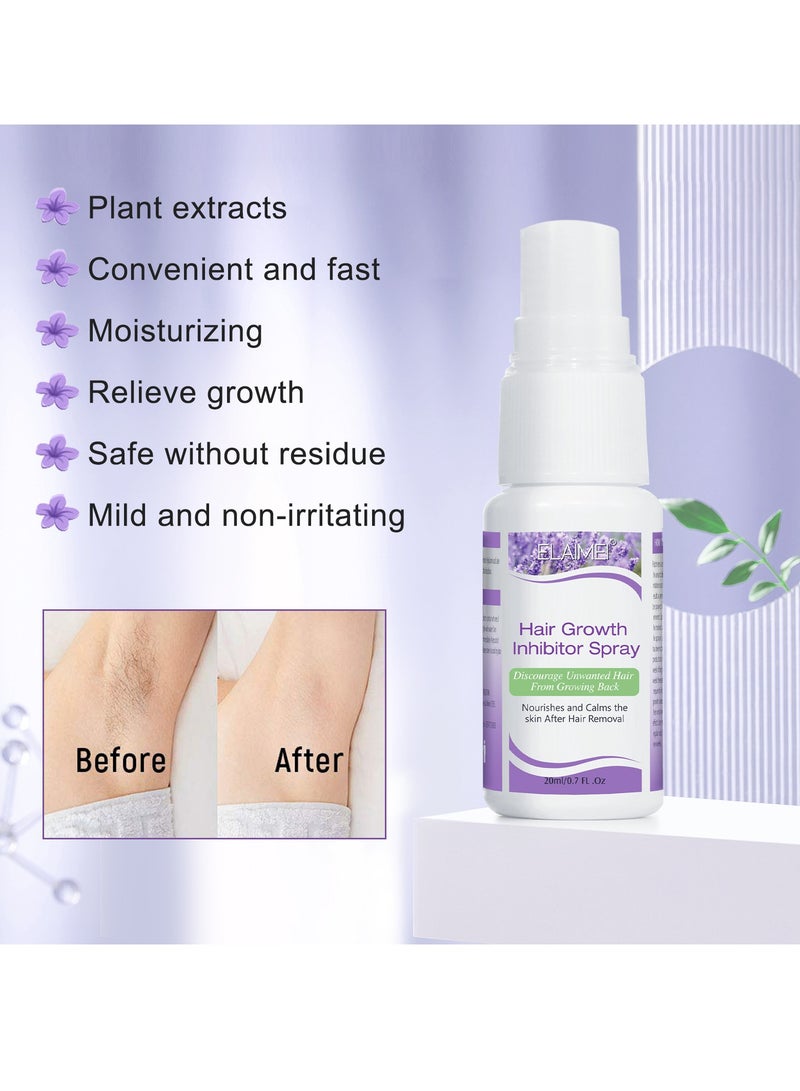 Elaimei Hair Growth Inhibitor Spray Stop Hair Growth Body Face Hand Foot Underarm Moisturizing Antioxidant Reducing to Stop Hair Growth 20ml - Image 4