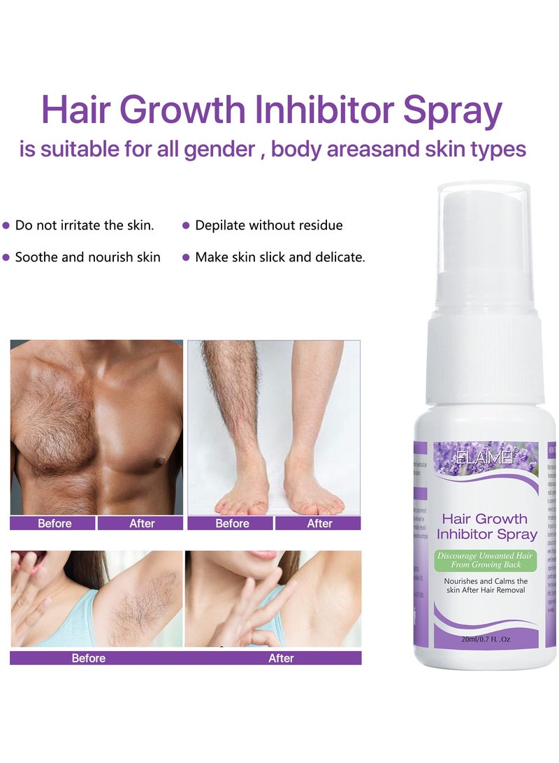 Elaimei Hair Growth Inhibitor Spray Stop Hair Growth Body Face Hand Foot Underarm Moisturizing Antioxidant Reducing to Stop Hair Growth 20ml - Image 2