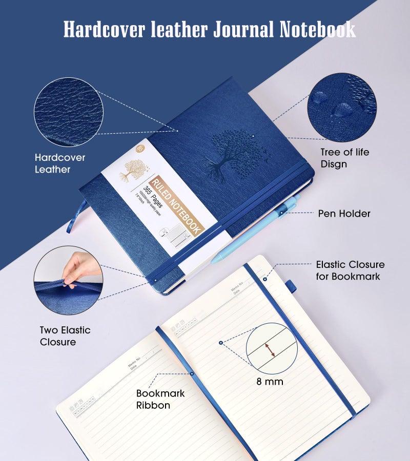 Ansopu Lined Journal Notebook, 365 Pages B5 Large Journals for Writing Ruled Notebook, Hardcover Leather Journal for Women Men, Daily Notebook for Work, Note Taking, 100Gsm Thick Paper (7.6'' X 10''Darkblue) - Image 4