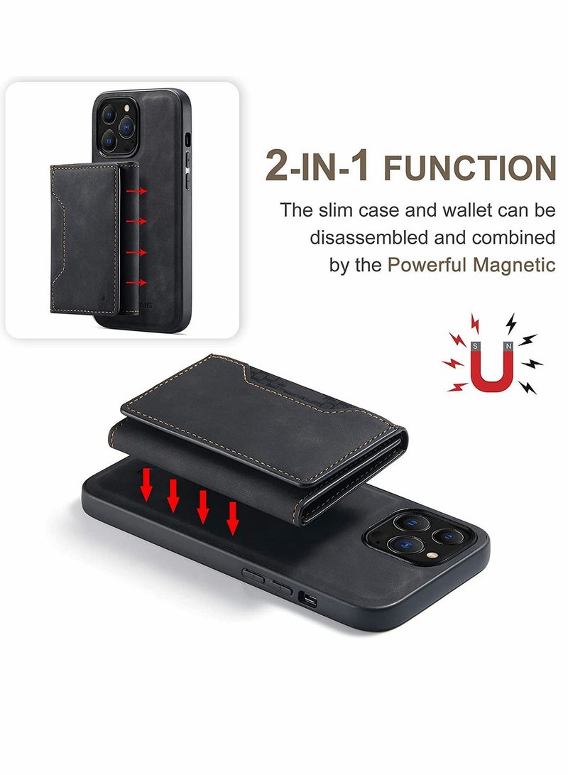 Y&D 2 in 1 Detachable Back Cover Compatible with iPhone 13 Pro Max Wallet Case Card Holder Magnetic Leather Pocket Slim Phone Cases 6.7'' (Black) - Image 4