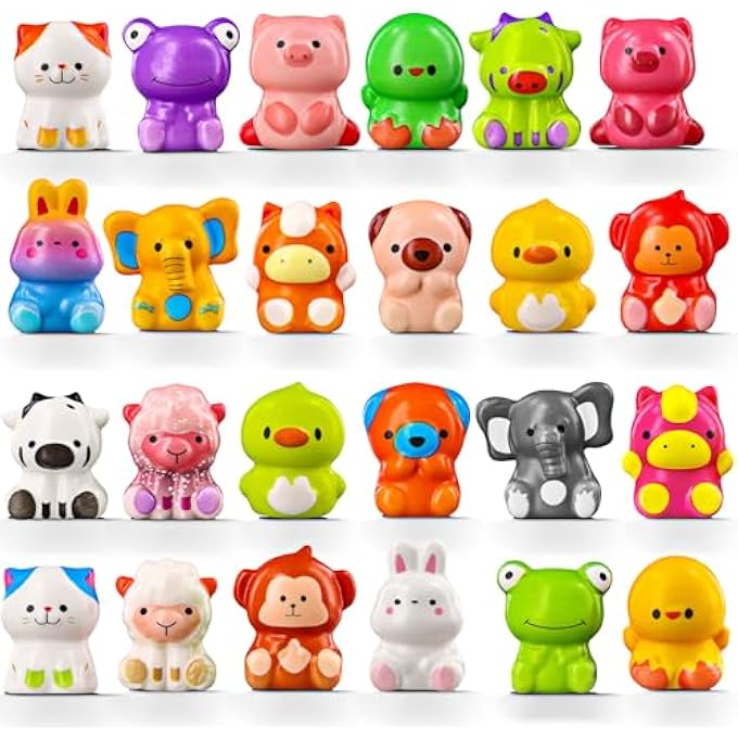 MGparty 24PCS Animal Party Favor Toys, Stress Relief Fidget Toys for Kids, Goodie Bag Fillers, Classroom Prizes Birthday Gifts for Boys Girls, Stress Relief Fidget Toys (24 Universal Animal) - Image 1
