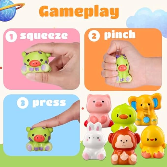MGparty 24PCS Animal Party Favor Toys, Stress Relief Fidget Toys for Kids, Goodie Bag Fillers, Classroom Prizes Birthday Gifts for Boys Girls, Stress Relief Fidget Toys (24 Universal Animal) - Image 2