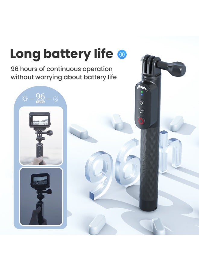 aMagisn عصا سيلفي مزودة بجهاز تحكم بلوتوث متوافقة مع Insta360 و GoPro والهواتف – مقاومة للماء حتى 10 متر، بطارية 96 ساعة، شحن مغناطيسي، تحكم iOS و Android(رأس الكرة ربع المسمار) - Image 4